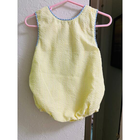Yellow Seersucker Baby Turtle Romper from Lil Cactus 3-6 Months EUC - Picture 4 of 6